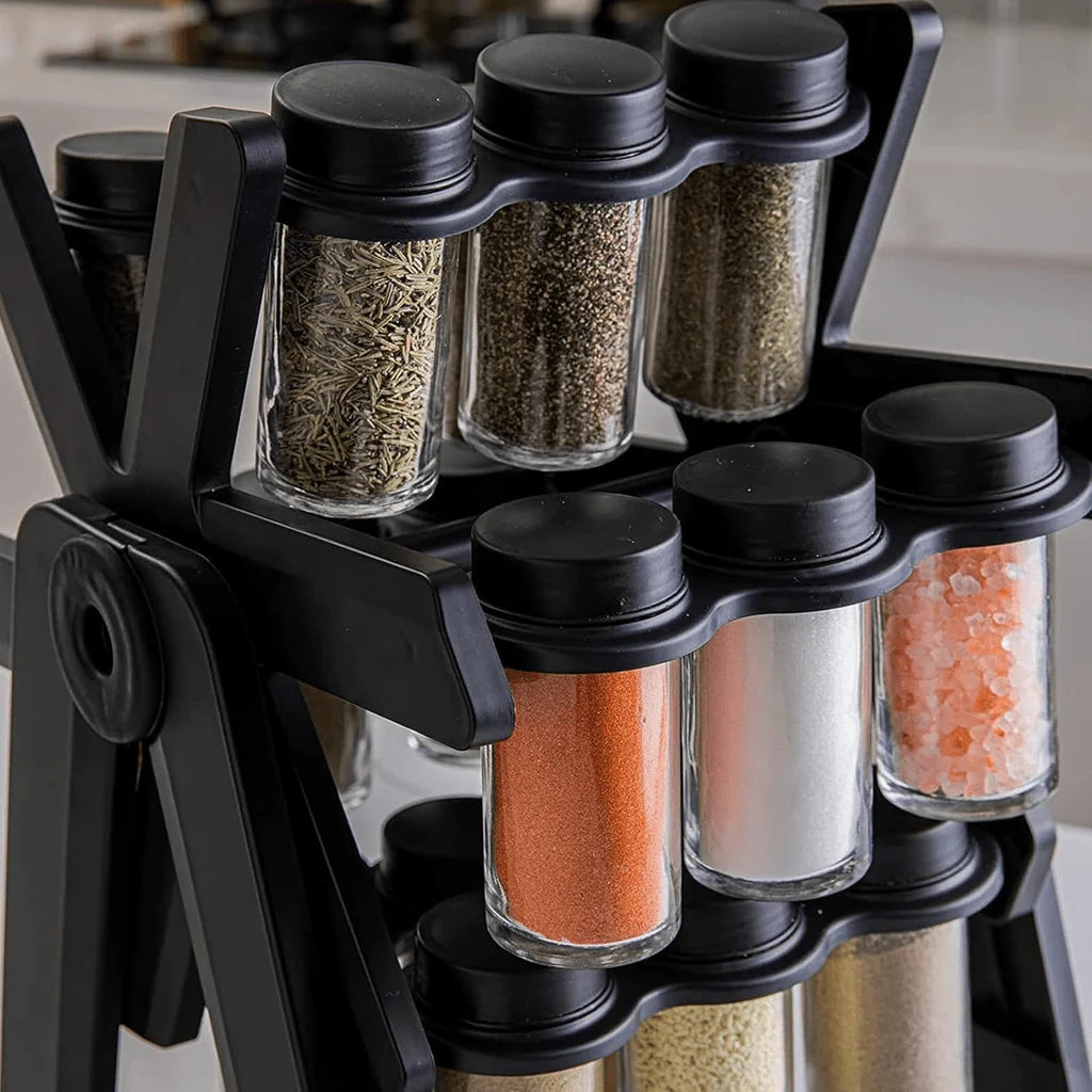 18 Jar Rotating Spice Rack 360° Kitchen Spice Organizer