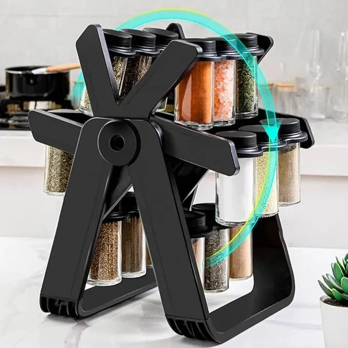 18 Jar Rotating Spice Rack 360° Kitchen Spice Organizer