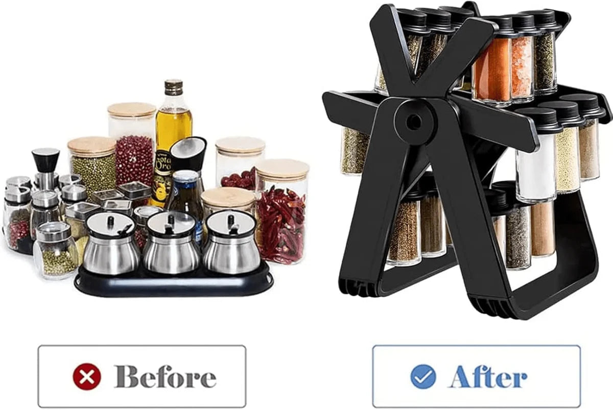 18 Jar Rotating Spice Rack 360° Kitchen Spice Organizer