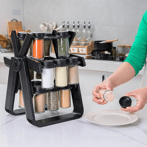 18 Jar Rotating Spice Rack 360° Kitchen Spice Organizer