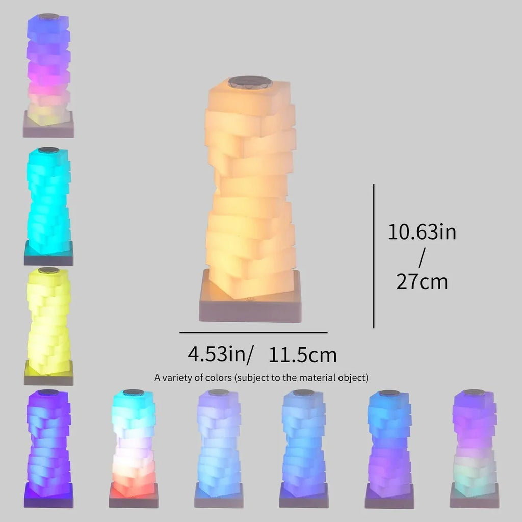 Modern LED Stack Tower Table Lamp  Warm Ambient Light