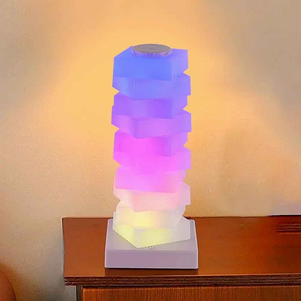 Modern LED Stack Tower Table Lamp  Warm Ambient Light
