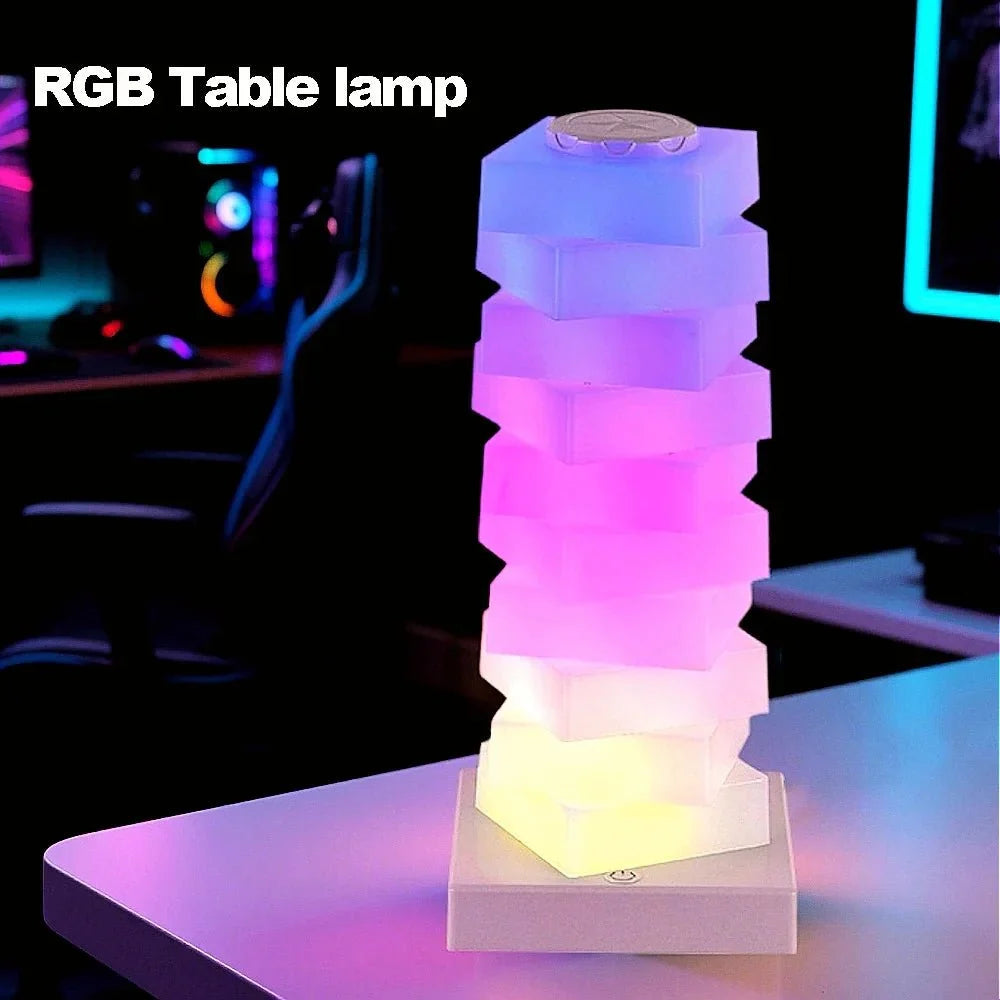 Modern LED Stack Tower Table Lamp  Warm Ambient Light